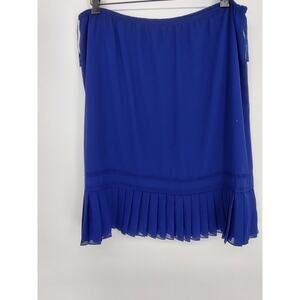 Taylor Dress Woman Blue Ruffle Straight Skirt Size 18W Lined Chiffon Side Zipper
